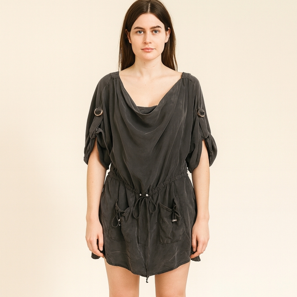 DStudio 100% Silk Cargo Style Mini Dress